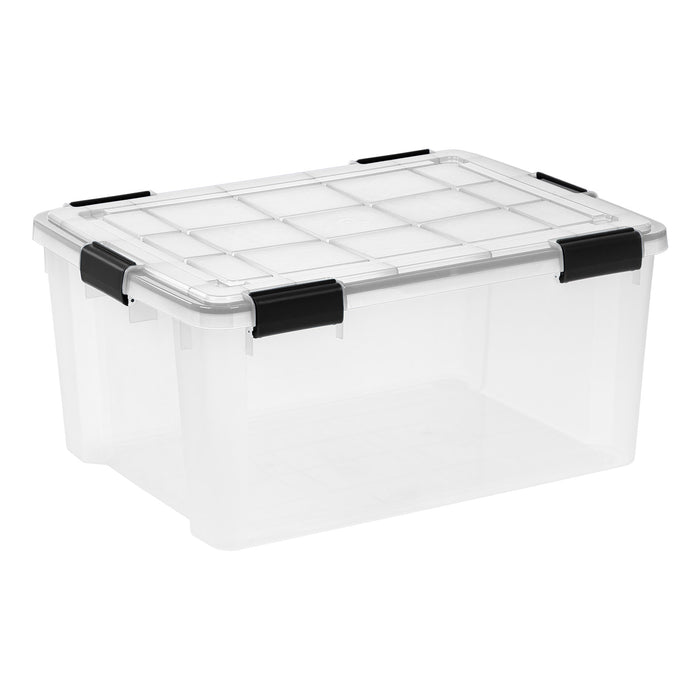 60 Qt. Plastic Storage Bins with Sealed Lids, Clear Gasket Box, Airtight Containers 4Pk - IRIS USA