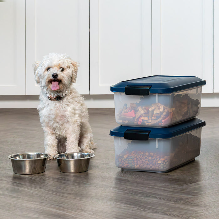 Airtight Stackable Pet Food Storage Container Up to 14 lbs with a Scoop, 2 Pack - IRIS USA