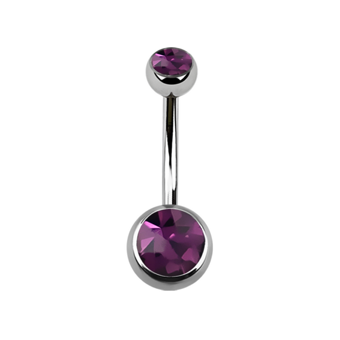 Surgical Steel Amethyst Navel Bar 10mm / Surgical Steel / Amethyst Navel Bar