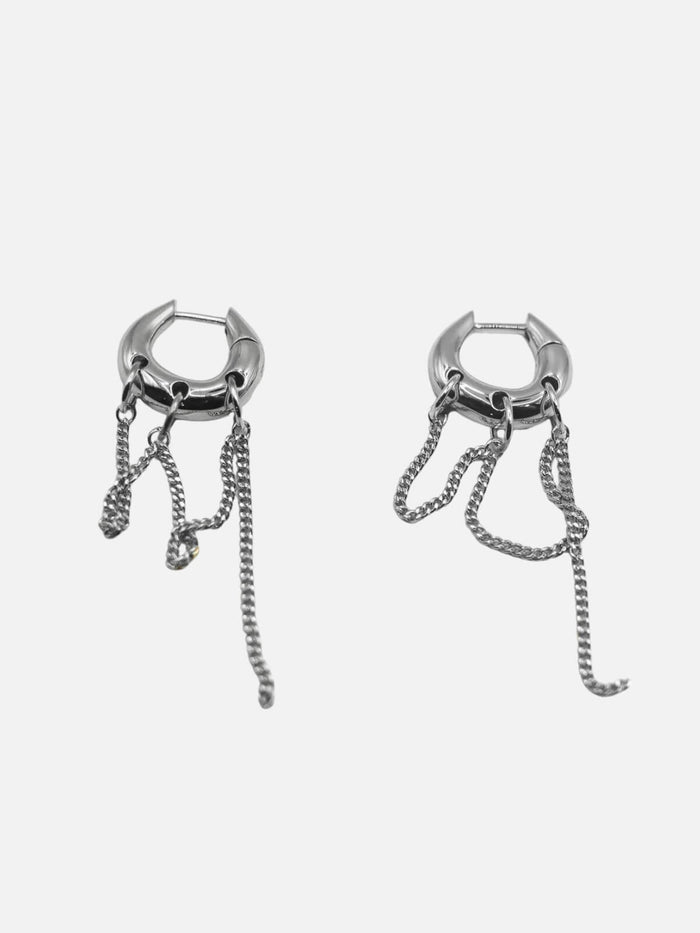 Dripping Chain Huggie Earrings - Brass + Sterling Silver Plating