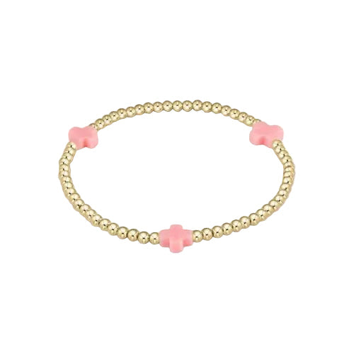 Enewton - Signature Cross Gold 3mm Bead Bracelet - Pink - Findlay Rowe Designs