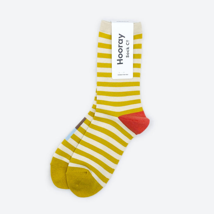 Eureka Regular Stripe Crew Socks — California Gold | Hooray Sock Co.