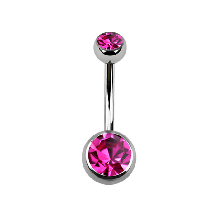 Surgical Steel Fuchsia Navel Bar 10mm / Surgical Steel / Fuchsia Navel Bar