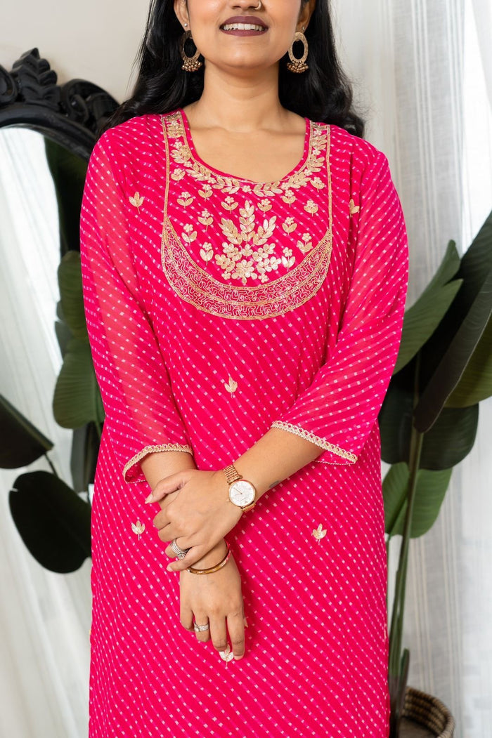 Handwork Pink Mothra Kurti