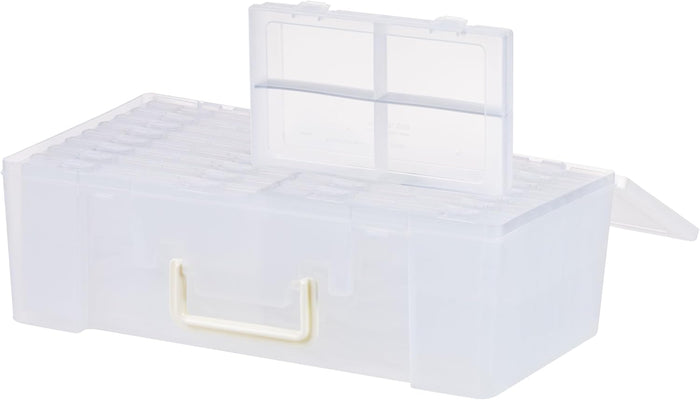 IRIS USA Storage Box |Made in USA| 16 Cases - 32 Dividers - Clear