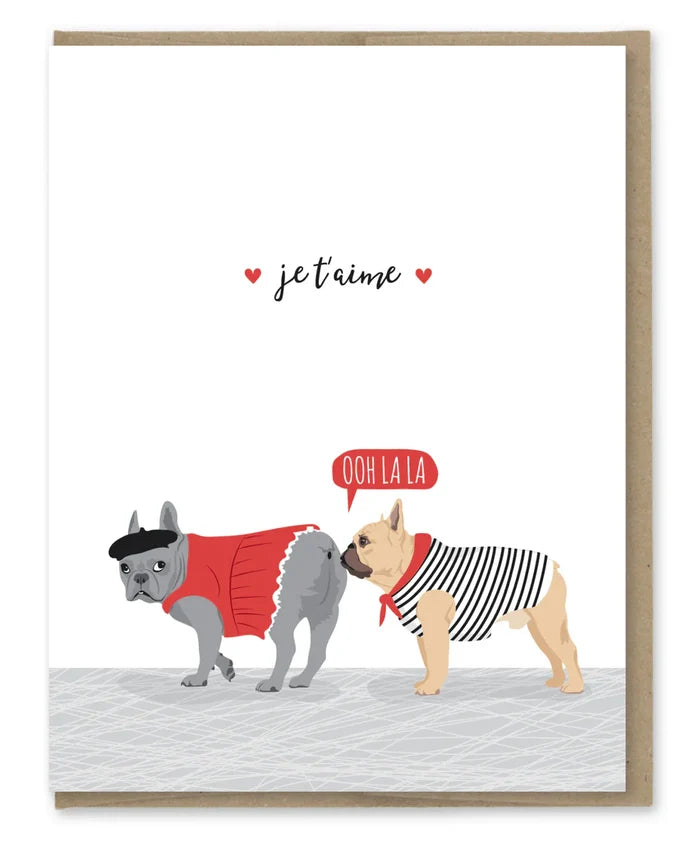 Je T'aime French Bulldog Card