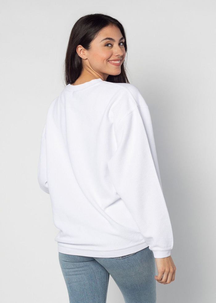 Kansas Jayhawks Women's Clubhouse Original Corded Crew in White