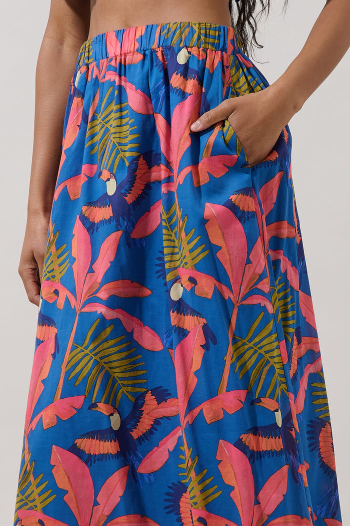 Kenera High Waist Midi Skirt Tropical