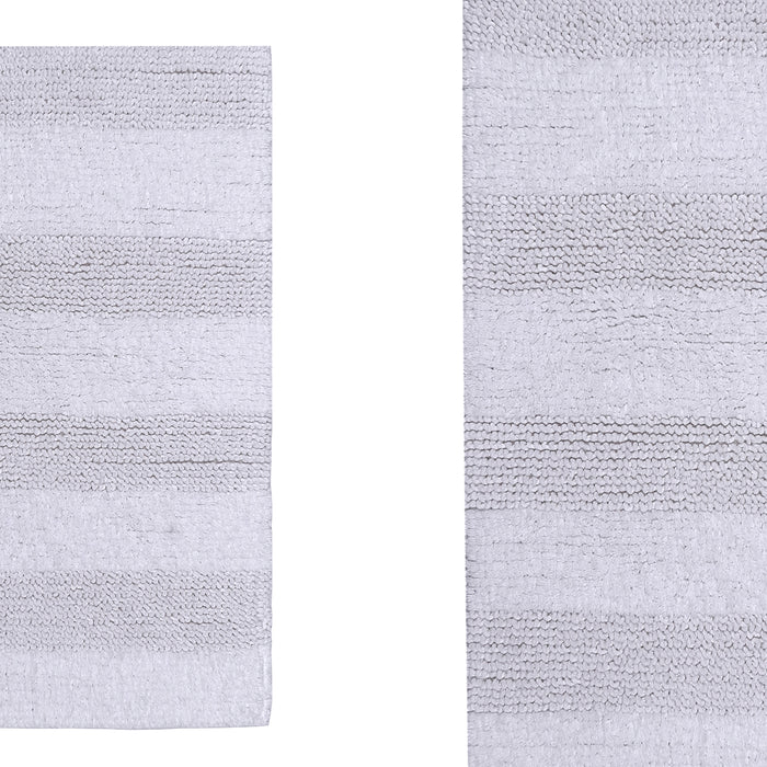 Knightsbridge 2-Piece 100% Cotton Wide Cut Bath Rug Set 20"x30" & 24"x40" White