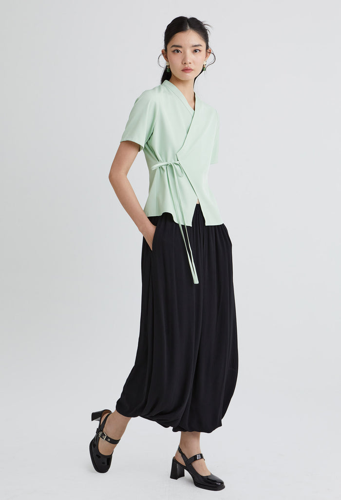 Maruya Faux Wrap Ribbon Top