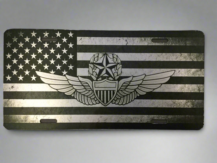 Master Pilot Wing with Flag License Plate