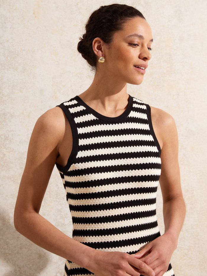 Mono Chevron-Stripe Knitted Dress