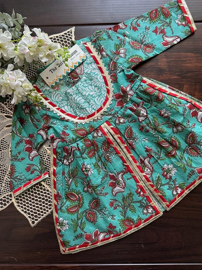 Mughal Front Slit Sharara Set - Green