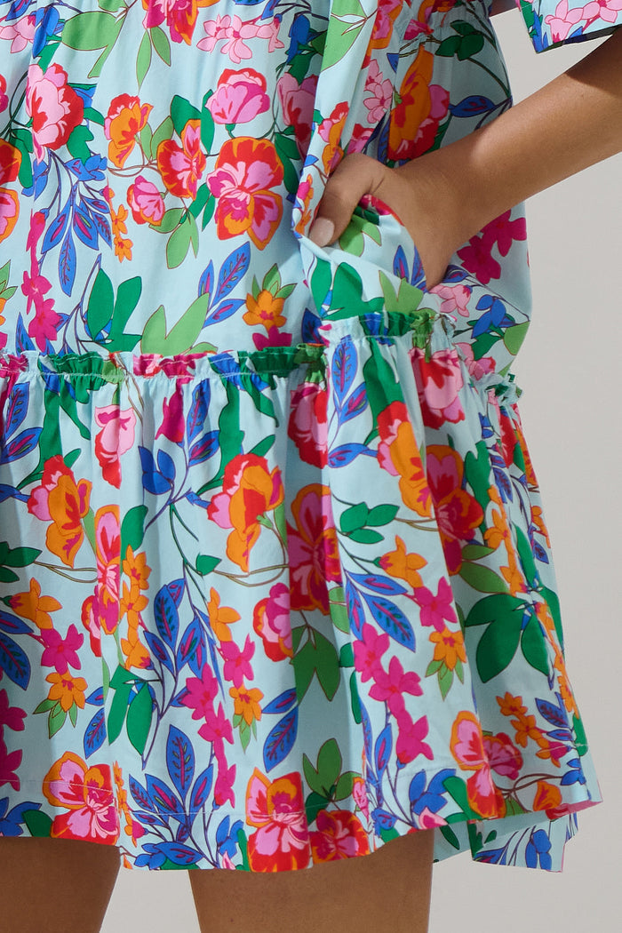 Orlena Floral Dixie Split Neck Shift Dress