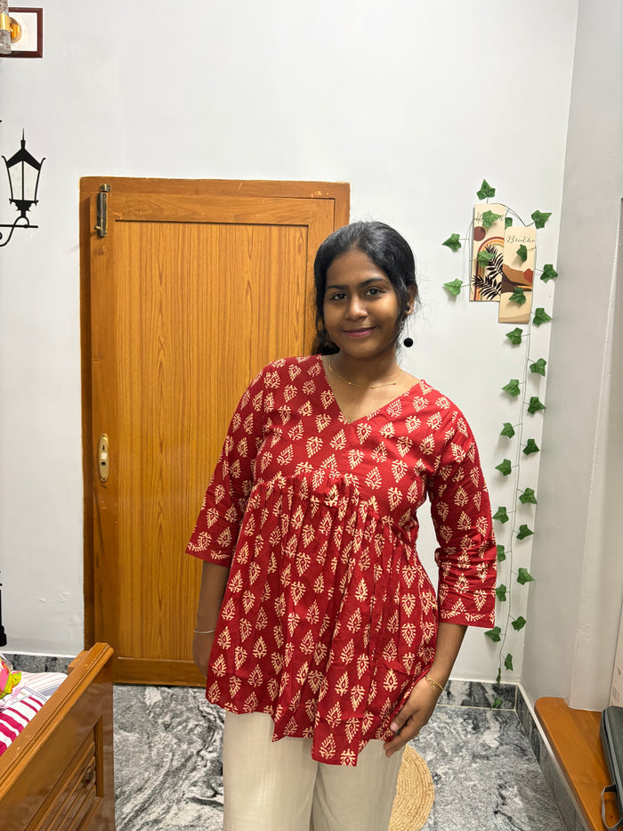 Red Butta Peplum Top