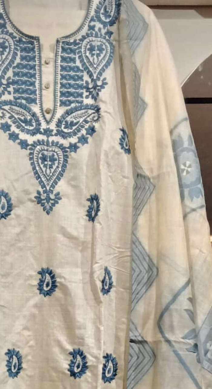 Shwet Noor Semi-Stitched Chanderi Cotton Suit