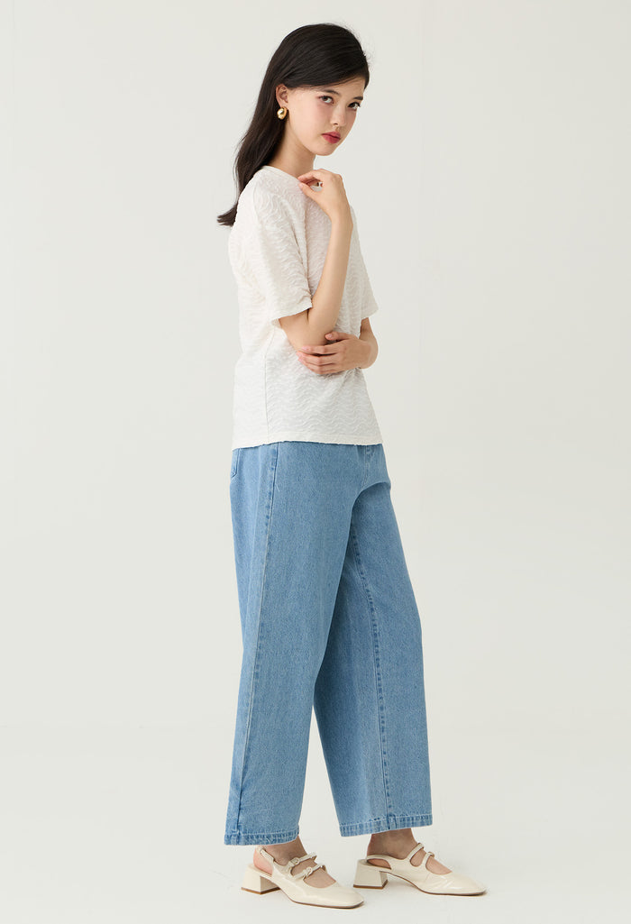 Textured Wave Pattern Knit Blouse
