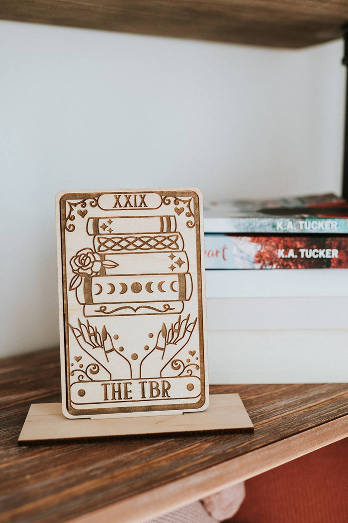 The Bookish Bird Co. - The TBR Tarot Card Shelf Sitter w/ Stand: Wood