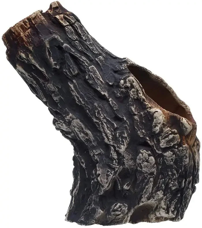 Tree Lodge — bark-textured ceramic aquarium stump hideout
