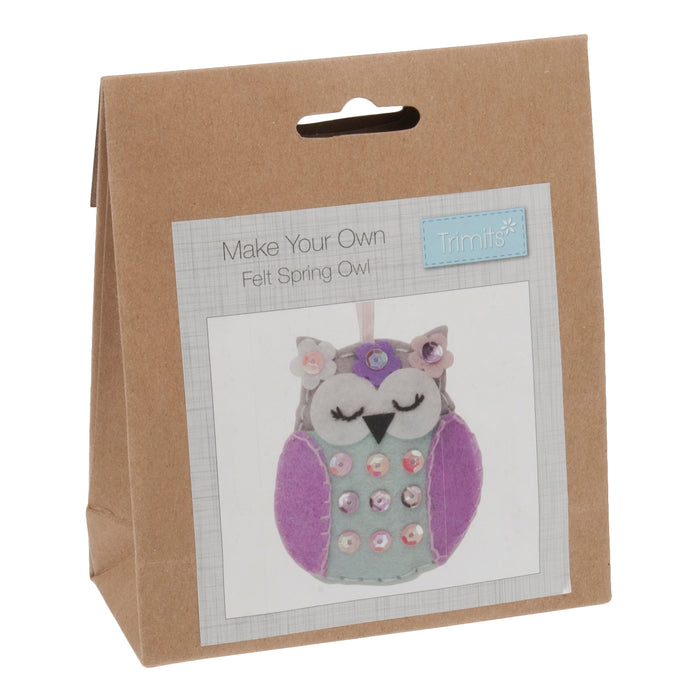 Trimits Felt Decoration Kit Spring Owl, 2x6x13cm, Includes Pre-Cut Felt, Stuffing, Beads, Thread, and Instructions