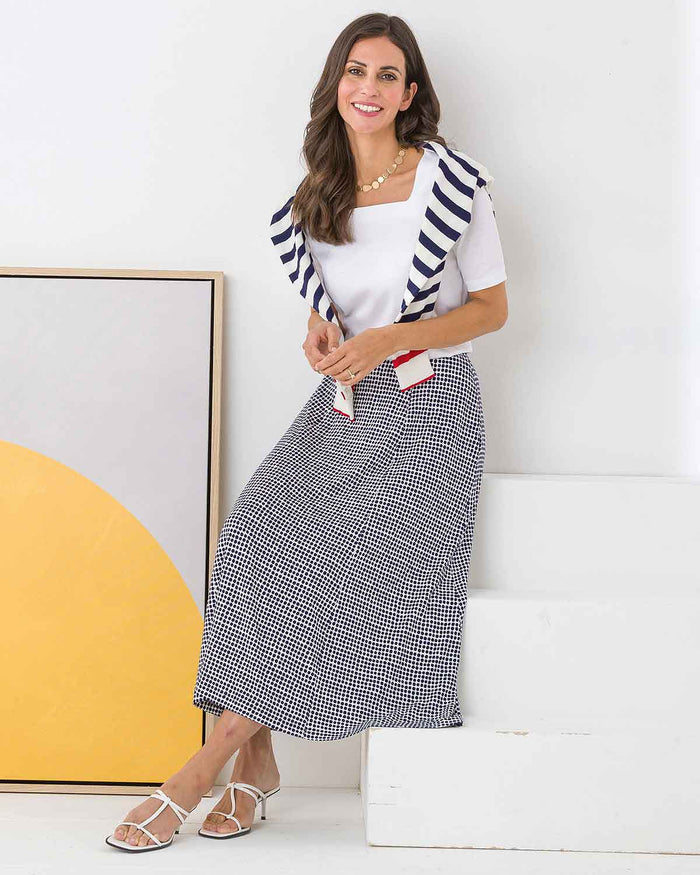 Valentina Patterned Viscose Pull On Lined Skirt - Image 4 - The Classic Boutique