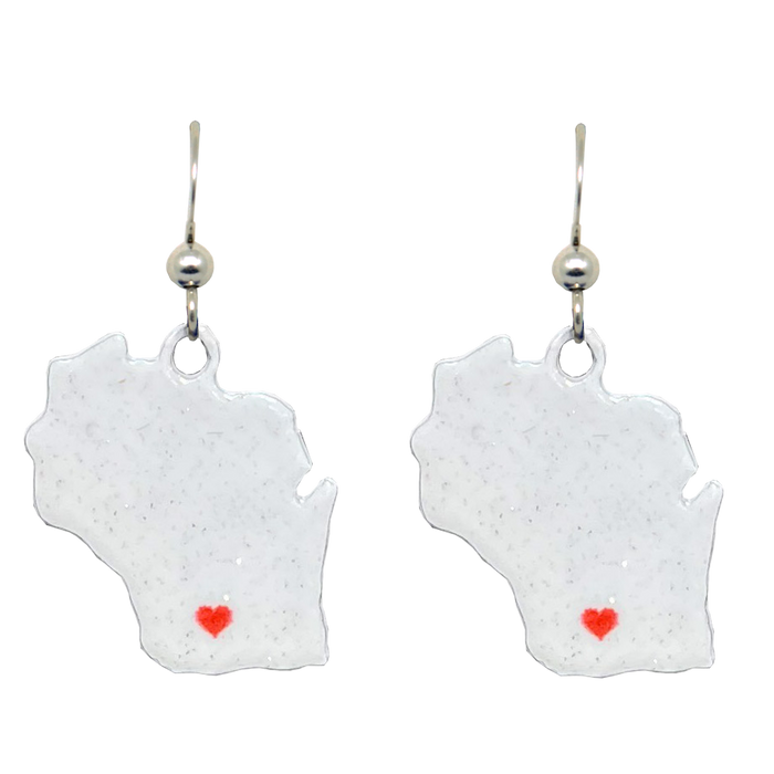 WI, I Heart Wisconsin Earrings, #1693