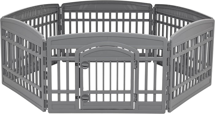 24" Dog Playpen 6-Panel Pet Exercise Pen with Door Gate