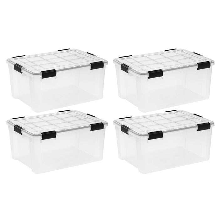 60 Qt. Plastic Storage Bins with Sealed Lids, Clear Gasket Box, Airtight Containers 4Pk - IRIS USA