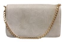 ahdorned cream flap bag