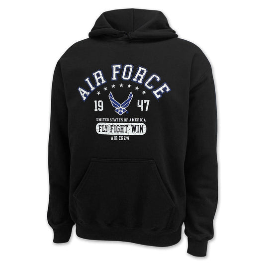 Air Force Distressed Fly Fight Win Hood (Black)