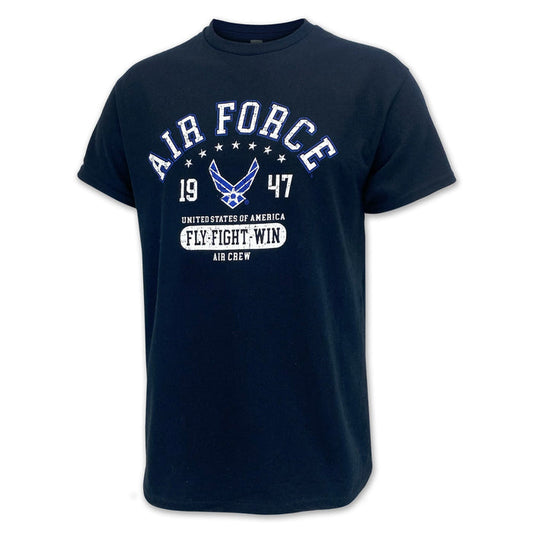Air Force Distressed Fly Fight Win T-Shirt (Black)