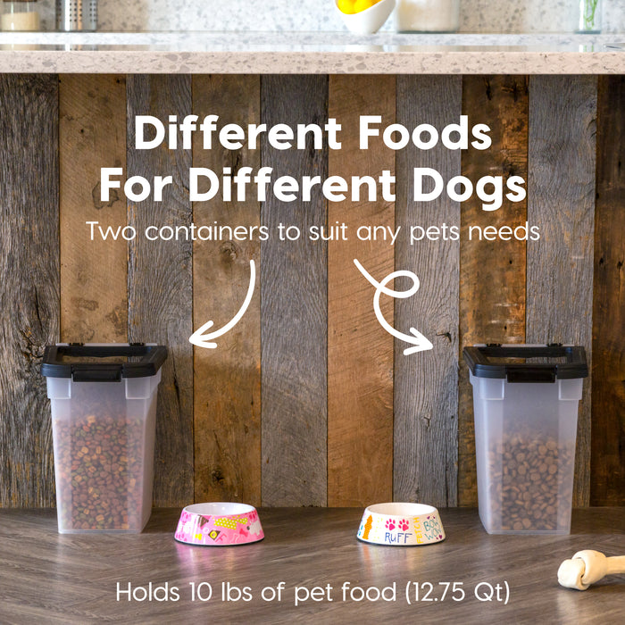 Airtight Dog Food Storage Container with Wheels 2 pack, Up to 10 lbs - IRIS USA