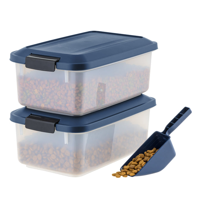 Airtight Stackable Pet Food Storage Container Up to 14 lbs with a Scoop, 2 Pack - IRIS USA