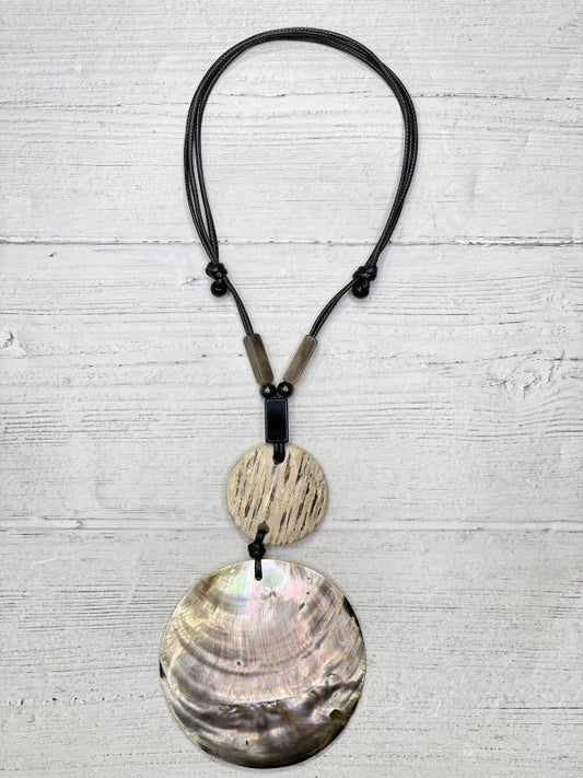 Alisha D Pendant Shell Necklace Handmade Adjustable Cord