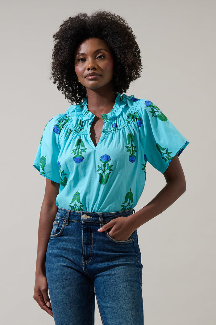 Amena Floral Darthy Smocked Top