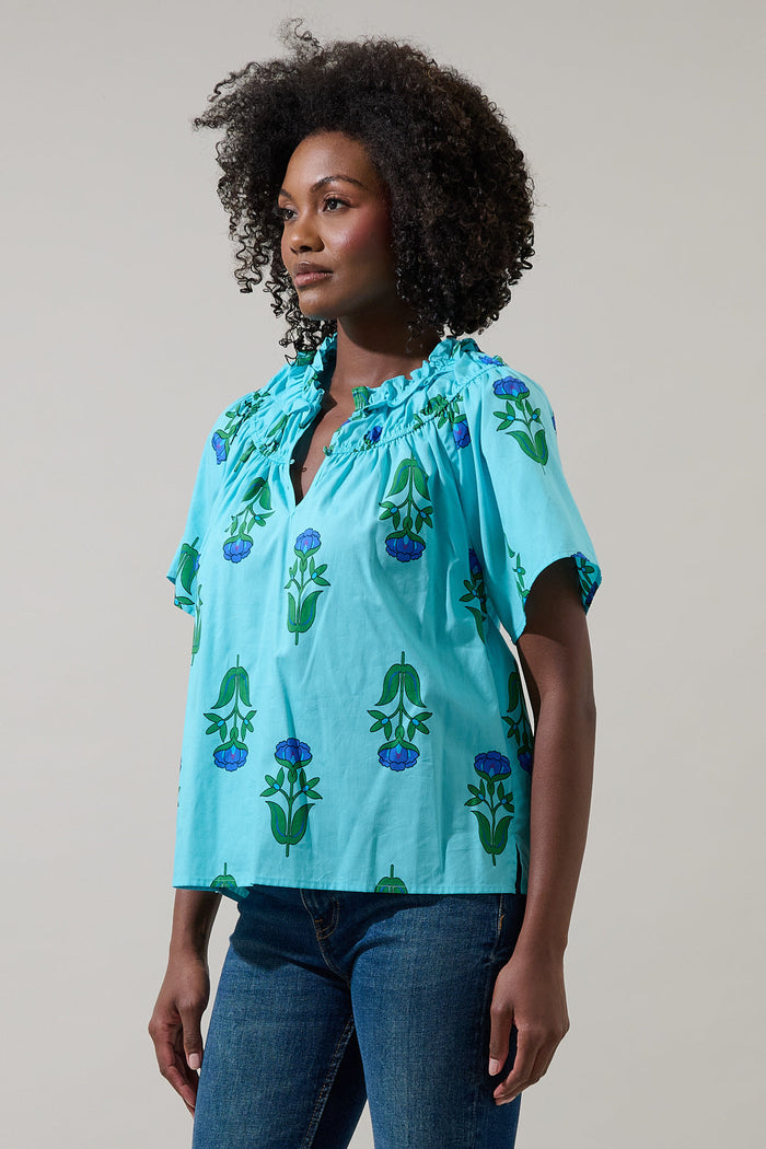 Amena Floral Darthy Smocked Top