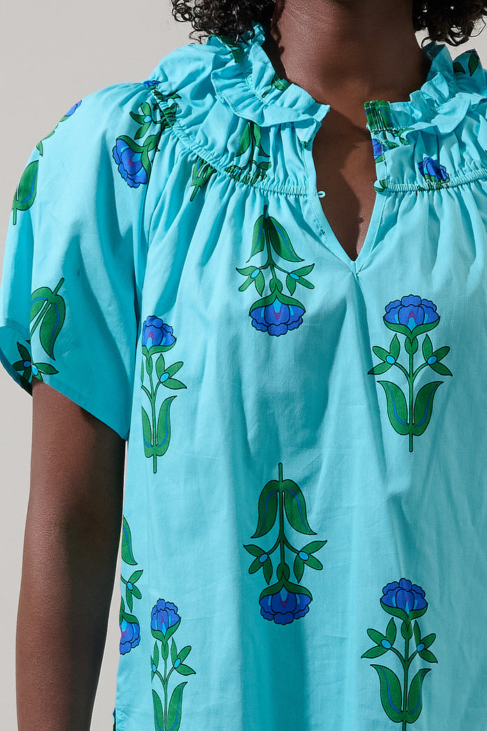 Amena Floral Darthy Smocked Top
