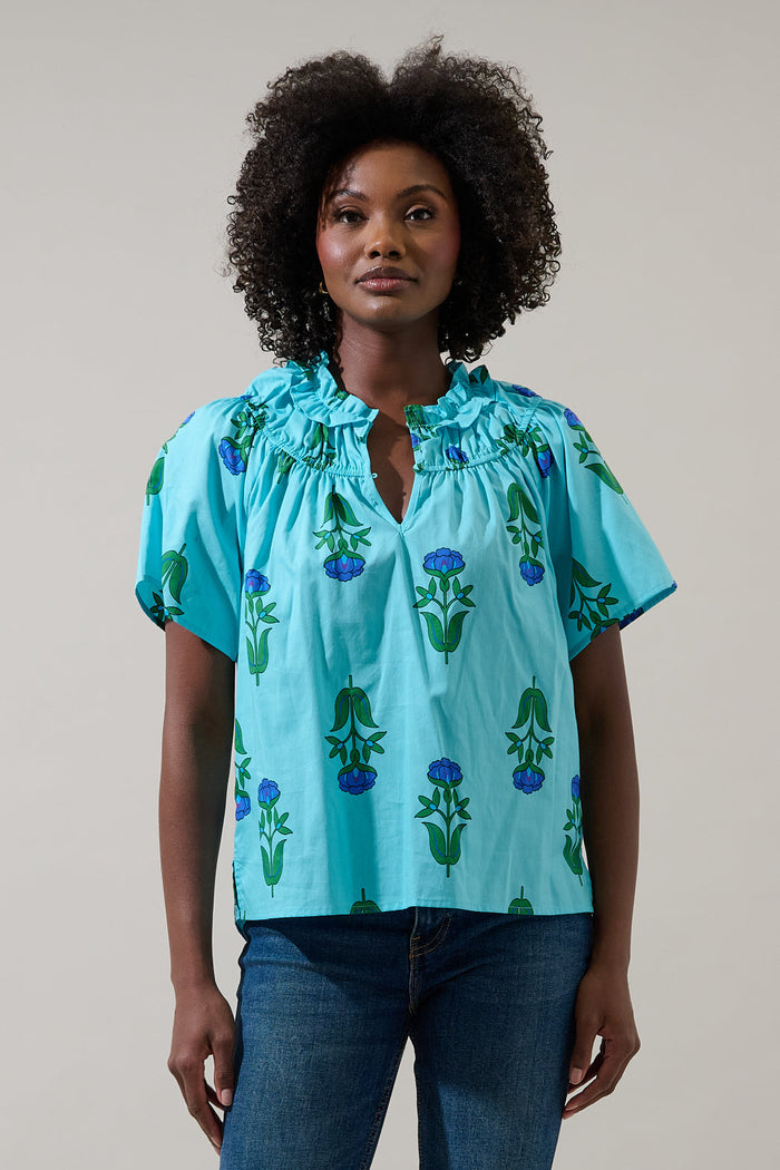 Amena Floral Darthy Smocked Top