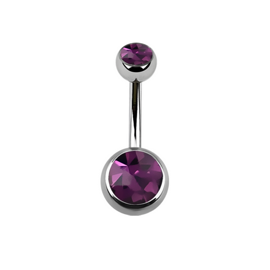 Surgical Steel Amethyst Navel Bar 8mm / Surgical Steel / Amethyst Navel Bar