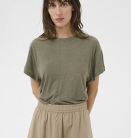 Anemona Linen/Viscose Tee - Smokey Olive