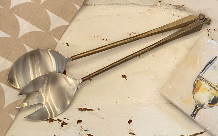 Antique Gold Colonial Serving Pieces, Set of 2