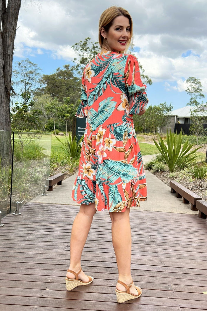 Apricot Sun Goddess Boho Tunic Dress by I Love Tunics, featuring flowy fabric and bohemian style with intricate details.
