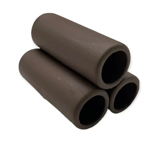 Three dark brown ceramic cylindrical tubes stacked as aquarium cave triple pipe narrow decoration