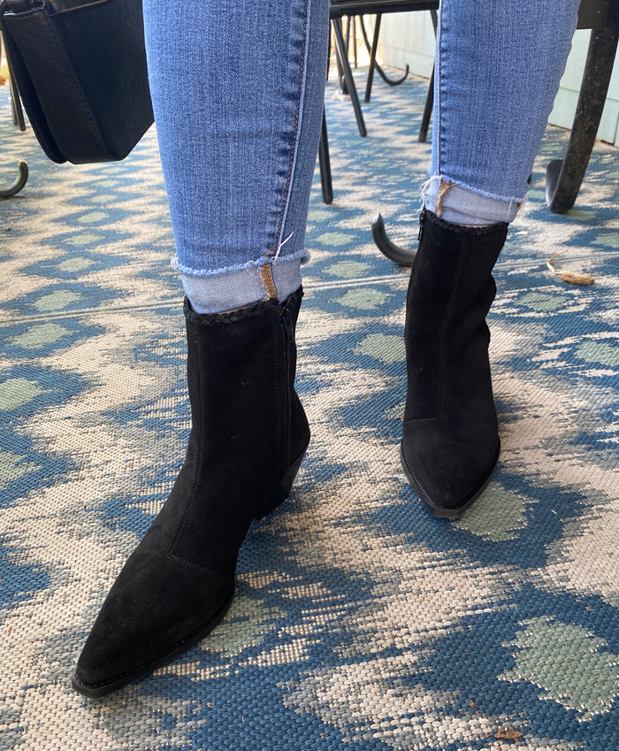 Arial Black Suede Ankle Boots