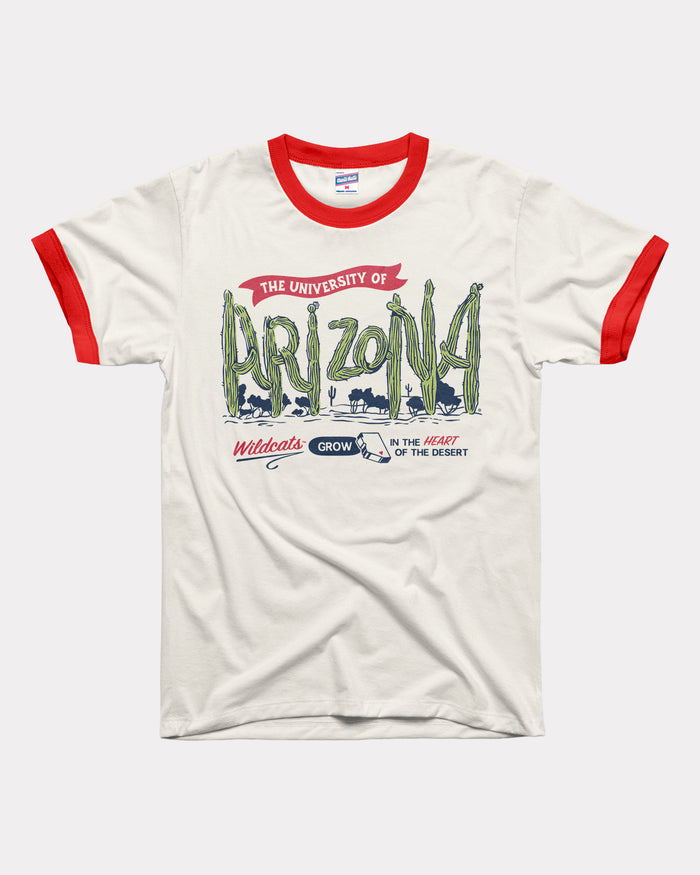 Arizona Wildcats Heart of Desert White & Red Unisex Ringer