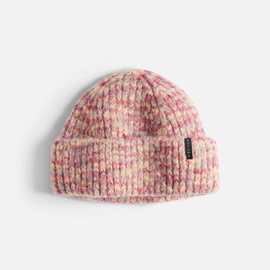 AUTUMN MARBLE KNIT RED BEANIE