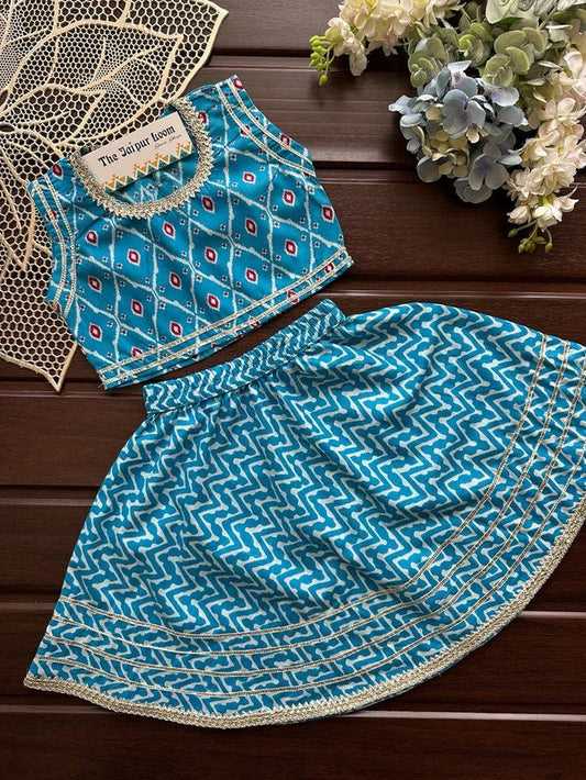 Barfi Festive Skirt Set - Blue