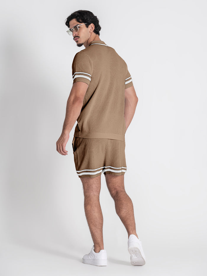 shirts / Beige Retro Vibes Knit Shirt