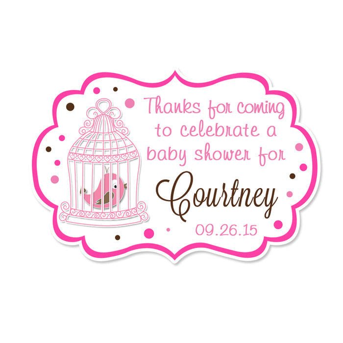 Bird Cage Fancy Framed Shaped Personalized Sticker Baby Shower Stickers - INKtropolis