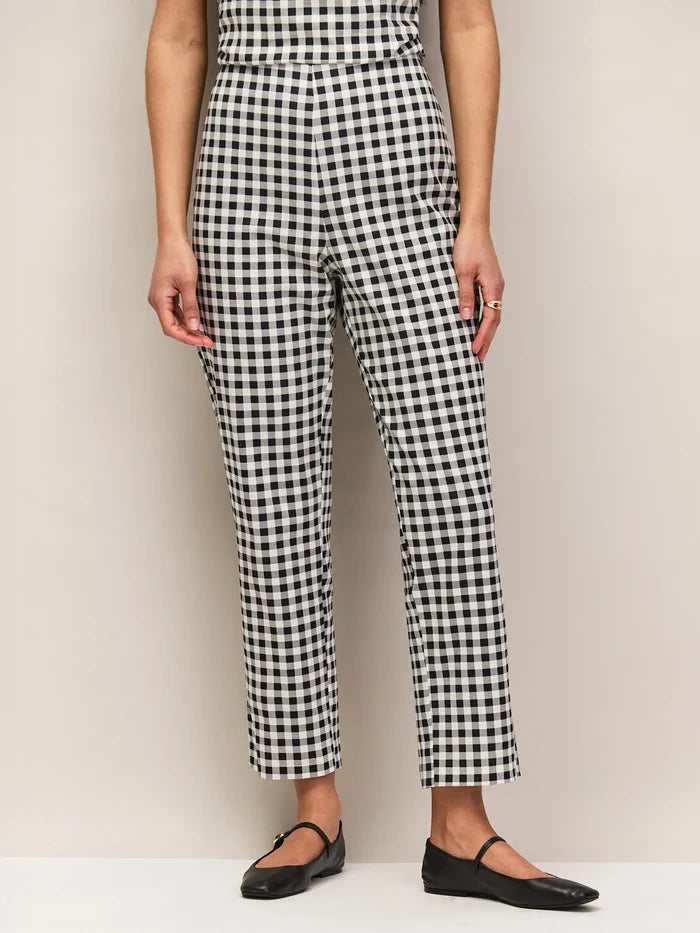 Black And Ivory Gingham 7/8 Capri